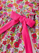 Hot Pink Bow Floral Girl Bubble Romper