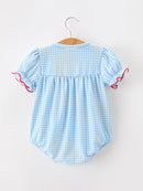 Christmas Santa Bow Plaid Girls Bubble Romper