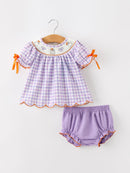 Halloween Ghost Plaid Bow Girls Bloomer Set