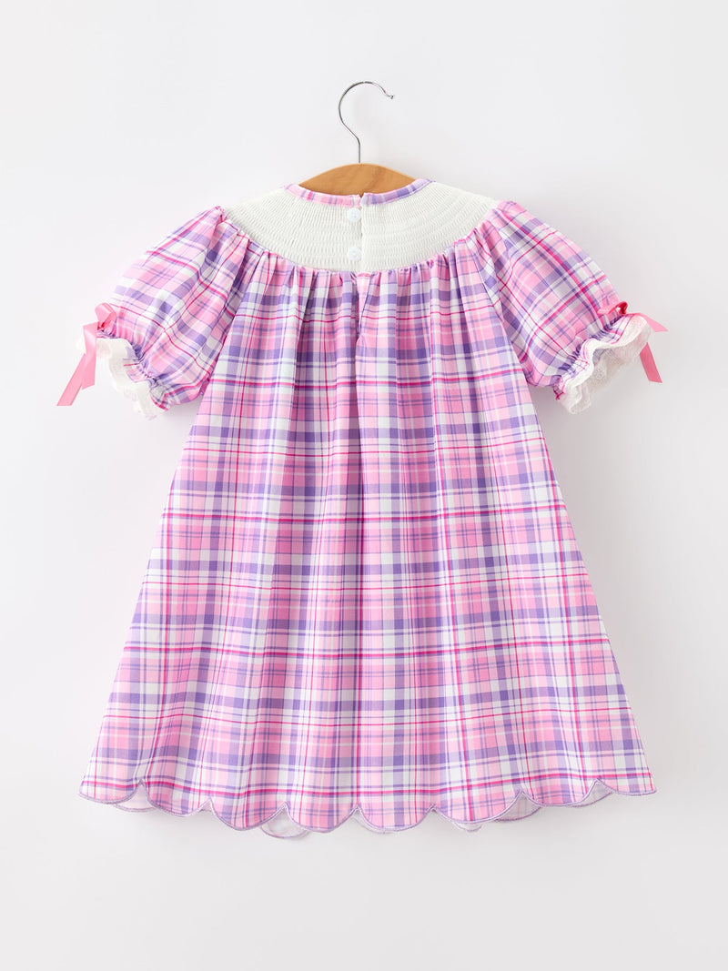 Halloween Plaid Bat Smocked Girls Dress 2