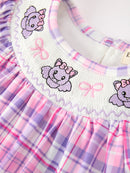 Halloween Plaid Bat Smocked Girls Romper