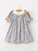 Fall Floral Smocked Girls Dress
