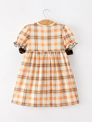 Halloween Plaid Smocked Girls Dress