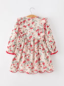 Fall Floral Bow Girls Twirl Dress