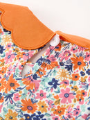 Fall Floral Smocked Petals Collar Girls Dress
