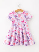 Dinosaur Heart Twirl Girls Dress Short Sleeves