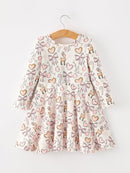 Pink Bow Reindeer Candy Cane Girls Twirl Dress