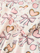 Pink Bow Reindeer Candy Cane Girls Twirl Dress