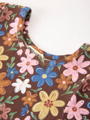 Fall Floral Twirl Girls Dress Short Sleeve