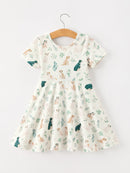 Puppy Floral Twirl Girls Dress