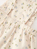 Girls Blue Floral Print Wide Leg Jumpsuit