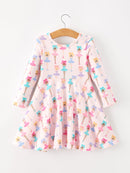 Fall Colorful Ballet Character Girls Long Sleeve Twirl Dress