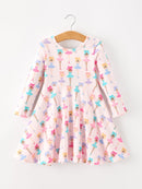 Fall Colorful Ballet Character Girls Long Sleeve Twirl Dress