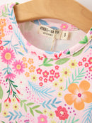 Fall Butterfly Floral Print Girls Ruffle Hem Twirl Dress