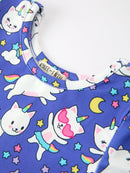 Halloween Ghost Cat Print Girls Long Sleeve Twirl Dress