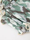 Fall Camo Bow Girls Ruffle Bubble Romper