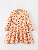 Halloween Pumpkin Girls Long Sleeve Dress