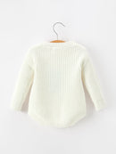 Winter Christmas Tree Girls Knit Romper Bow Long Sleeve
