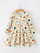 Fall Orange Pumpkin & Leaf Twirl Girls Dress
