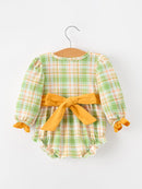 Thanksgiving Turkey Plaid Baby Girl Bubble Romper