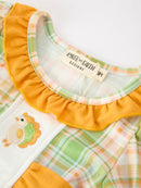Thanksgiving Turkey Plaid Baby Girl Bubble Romper