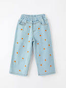 Halloween Thanksgiving Pumpkin Embroidered Girls Flare Pants