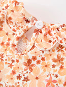 Fall Rust Floral Baby Girls Dress Smocked Petal Collar