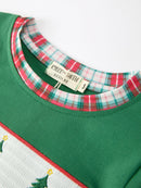 Christmas Tree Plaid Boys Set Long Sleeve Top Pants