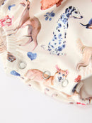 Fall Dog Print Girls Long Sleeve Ruffle Bow Romper
