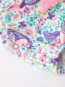 Unicorn Floral Print Girls Long Sleeve Romper