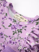 Fall Lavender Floral Print Girls Long Sleeve Romper