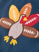 Thanksgiving Turkey Applique Baby Waffle Romper Sleeveless