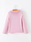 Girls Ghost Bow Knit Sweater Halloween Cute Embroidered Pullover