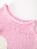 Girls Ghost Bow Knit Sweater Halloween Cute Embroidered Pullover