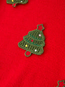 Baby Girls Christmas Red Knit Tree Appliqué Romper