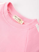 Girls Pink Bow Trim Sweatshirt and Pants Set