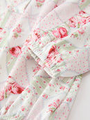 Fall Girls Floral Lace Collar Ruffle Romper Long-sleeved
