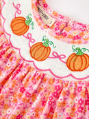 Girls Halloween & Thanksgiving Hot Pink Smocked Twirl Dress
