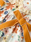 Fall Girls Floral Lace Collar Ruffle Bloomer Set