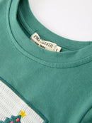 Boys Christmas Embroidered T-Shirt & Plaid Pants Set