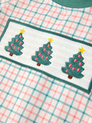 Baby Boy Christmas Embroidered Plaid Jonjon Romper