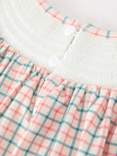 Girls Christmas Smocked Plaid Dress with Tree Embroidery