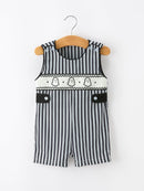 Halloween Ghost Smocked Boys Jon Jon Embroidered Romper