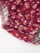 Burgundy Floral Smocked Baby Girl Bubble Romper Peter Pan Collar