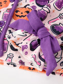 Halloween Pumpkin Ghost Print Girls Pajama Set
