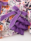 Halloween Pumpkin Ghost Baby Girl Bubble Romper Ruffle Bow Detail