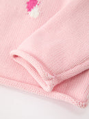 Girls Christmas Candy Cane Bow Knit Sweater