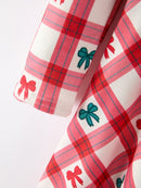 Christmas Girls Candy Cane & Bow Plaid Twirl Dress