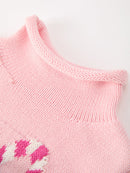 Christmas Candy Cane Bow Knit Baby Girls Romper