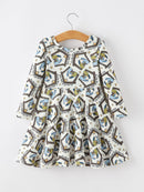 Christmas Girls Nativity Scene Print Twirl Dress